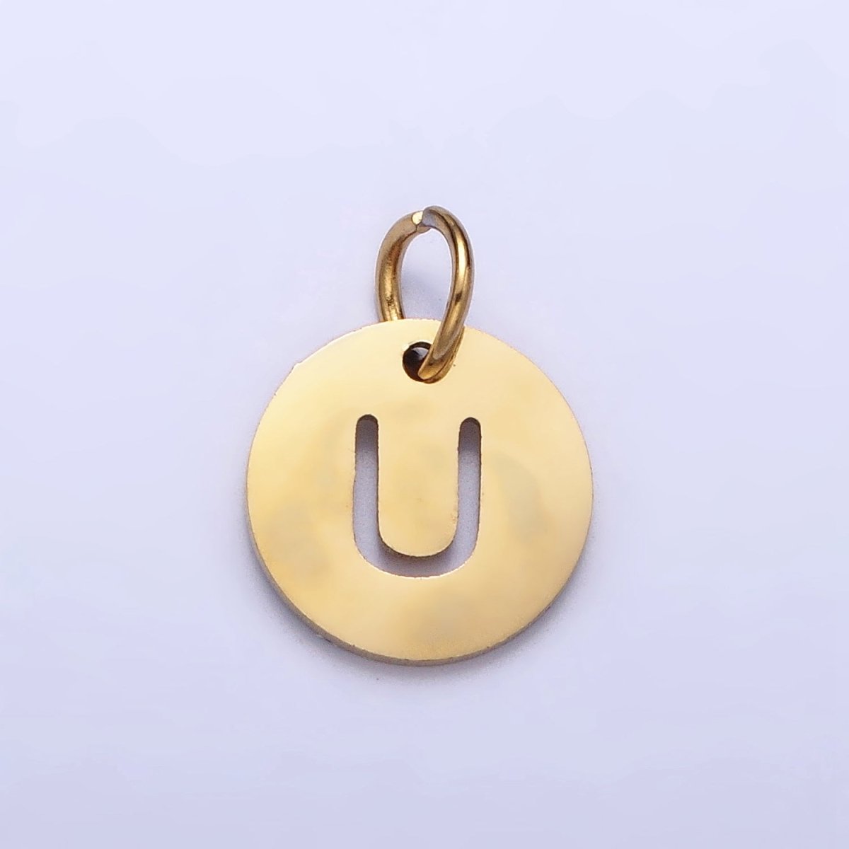 Stainless Steel Round Initial Alphabet Personalized Mini Add-On Charm in Gold | AD253 - AD278 - DLUXCA