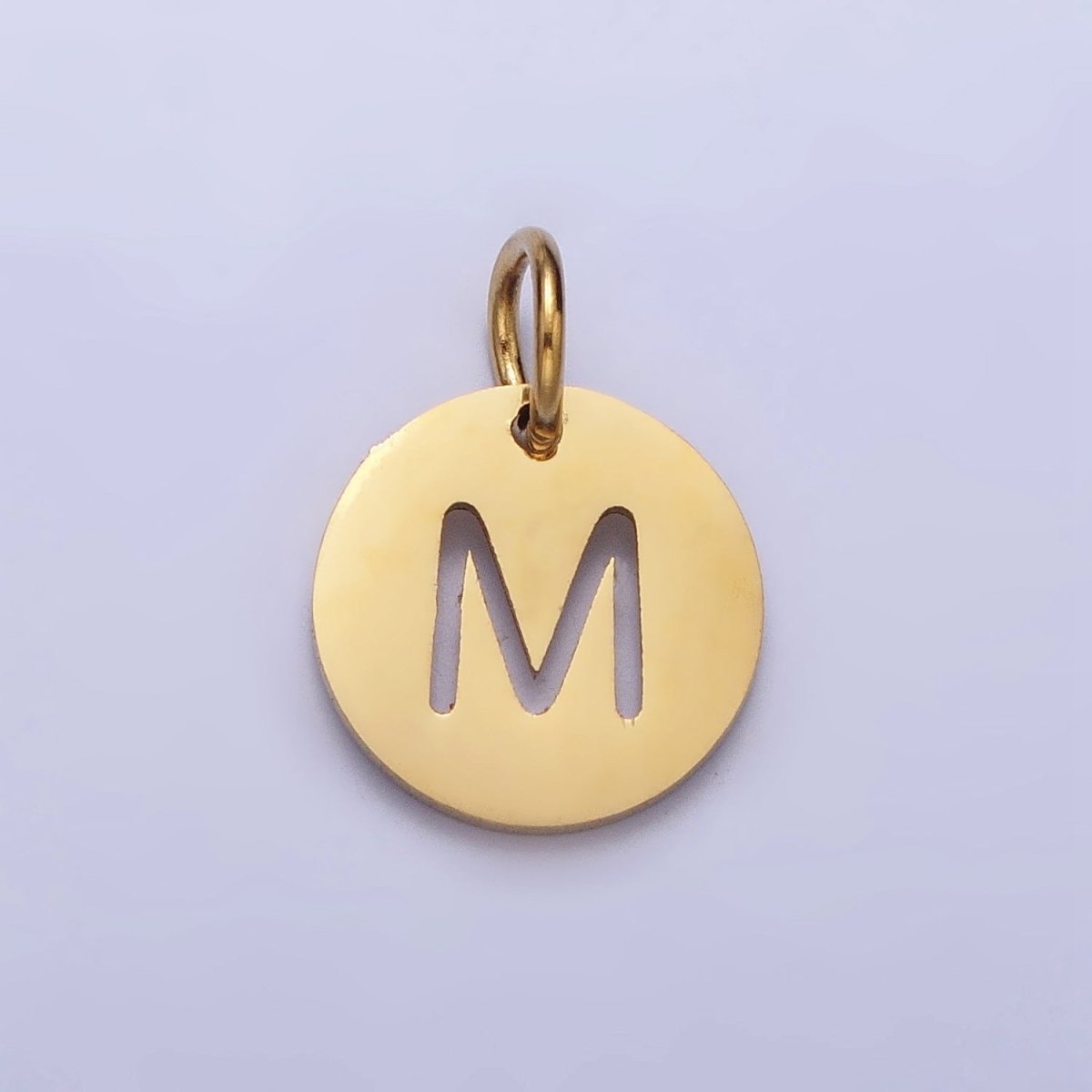 Stainless Steel Round Initial Alphabet Personalized Mini Add-On Charm in Gold | AD253 - AD278 - DLUXCA