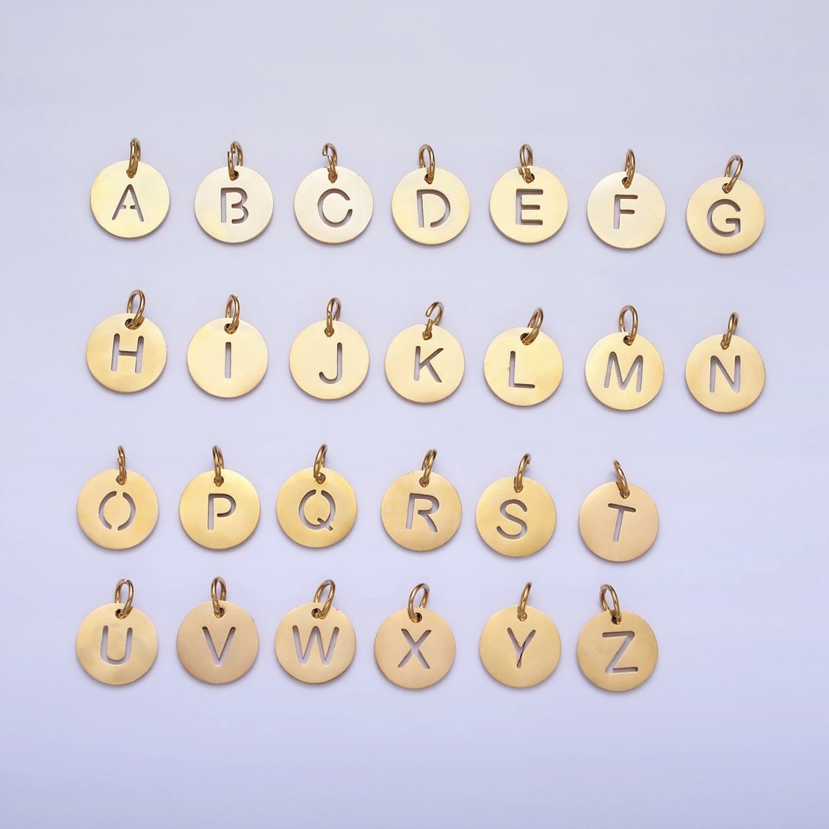 Stainless Steel Round Initial Alphabet Personalized Mini Add-On Charm in Gold | AD253 - AD278 - DLUXCA