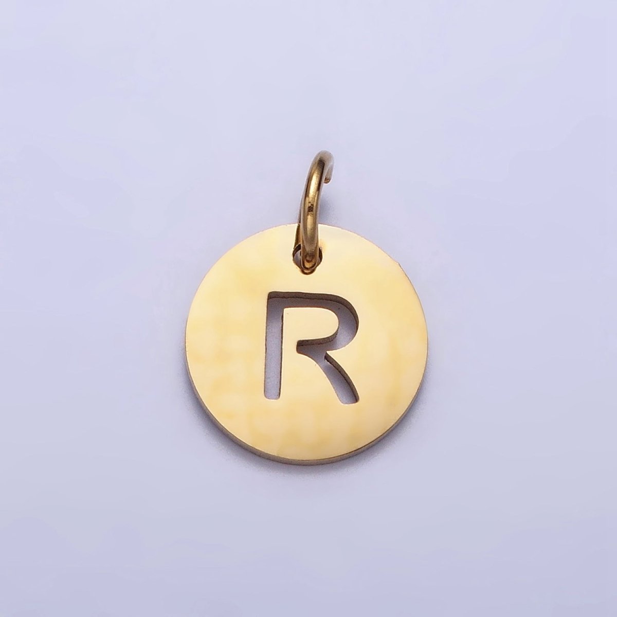 Stainless Steel Round Initial Alphabet Personalized Mini Add-On Charm in Gold | AD253 - AD278 - DLUXCA