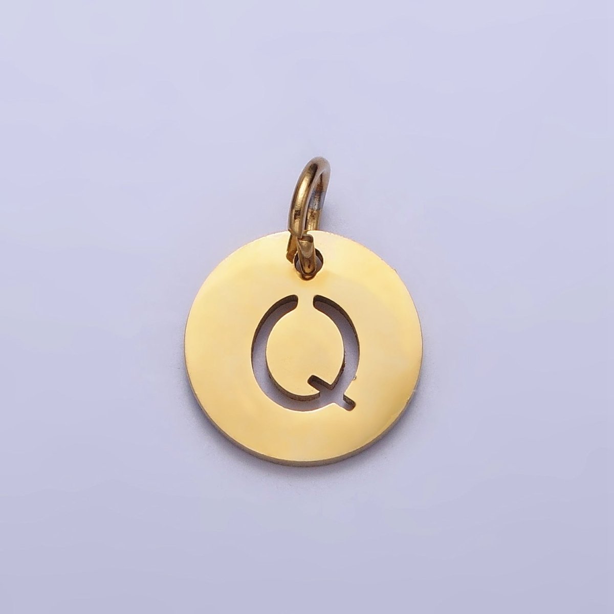 Stainless Steel Round Initial Alphabet Personalized Mini Add-On Charm in Gold | AD253 - AD278 - DLUXCA