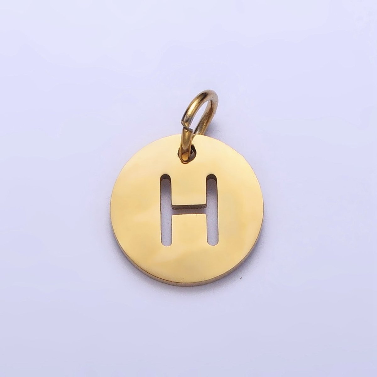 Stainless Steel Round Initial Alphabet Personalized Mini Add-On Charm in Gold | AD253 - AD278 - DLUXCA