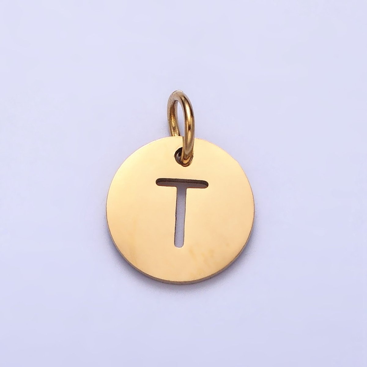 Stainless Steel Round Initial Alphabet Personalized Mini Add-On Charm in Gold | AD253 - AD278 - DLUXCA