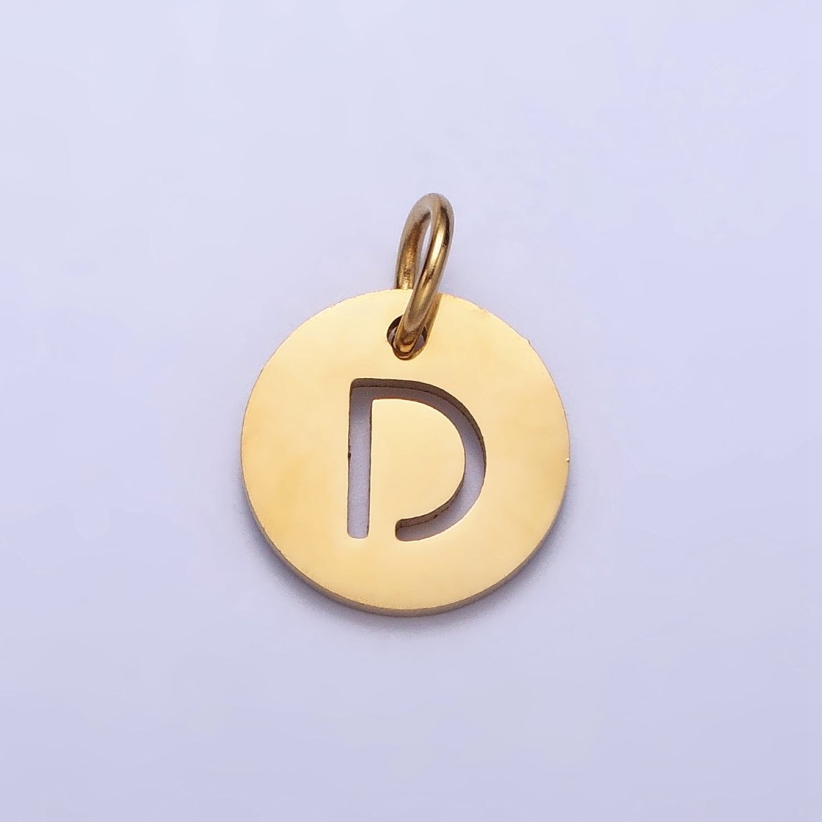 Stainless Steel Round Initial Alphabet Personalized Mini Add-On Charm in Gold | AD253 - AD278 - DLUXCA