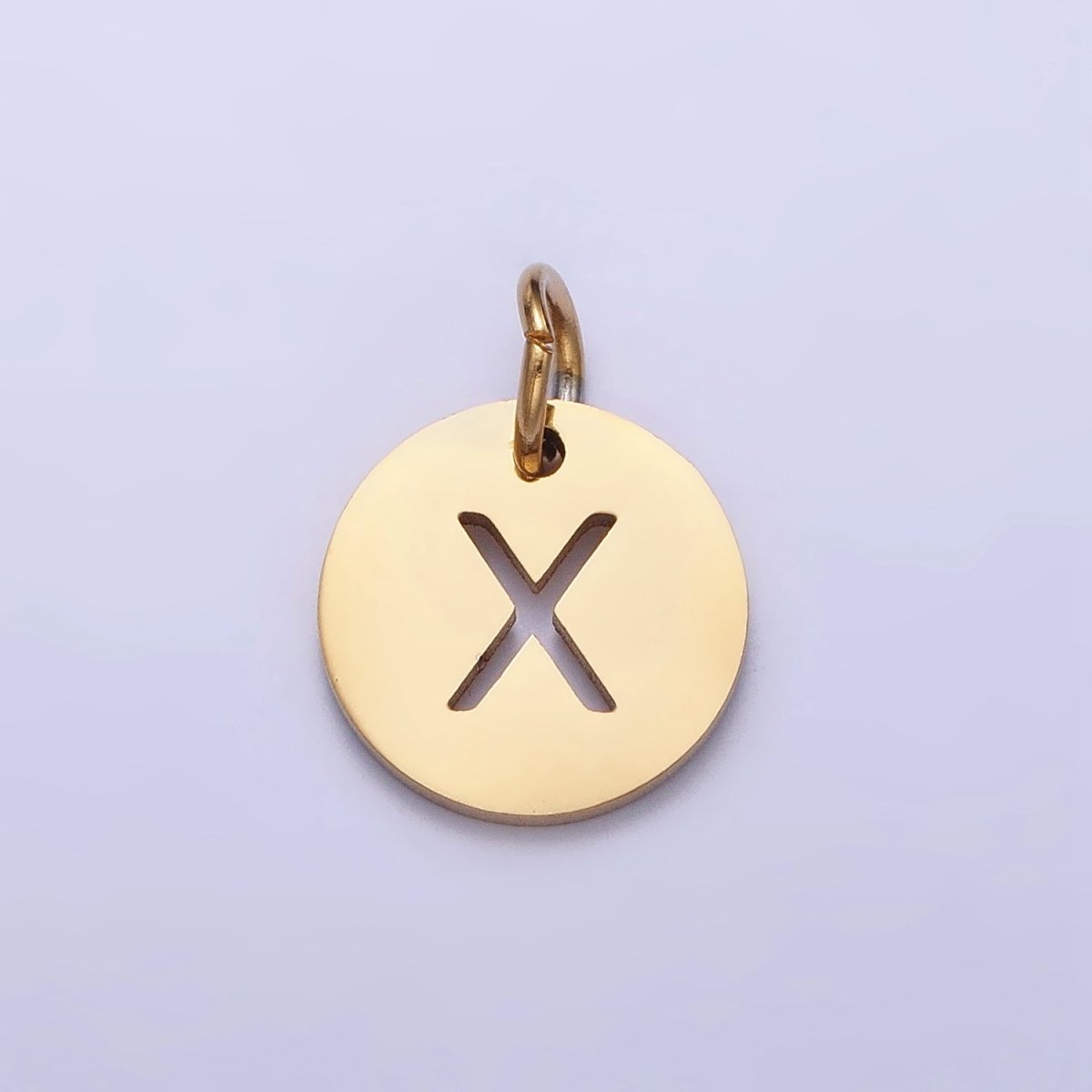 Stainless Steel Round Initial Alphabet Personalized Mini Add-On Charm in Gold | AD253 - AD278 - DLUXCA