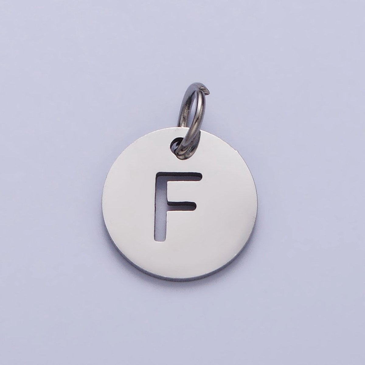 Stainless Steel Round Initial Alphabet Personalized Mini Add-On Charm in Silver | AD279 - AD304 - DLUXCA