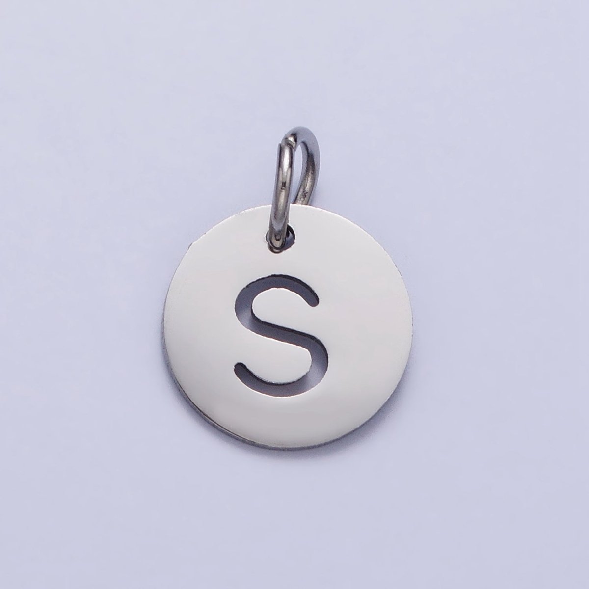 Stainless Steel Round Initial Alphabet Personalized Mini Add-On Charm in Silver | AD279 - AD304 - DLUXCA