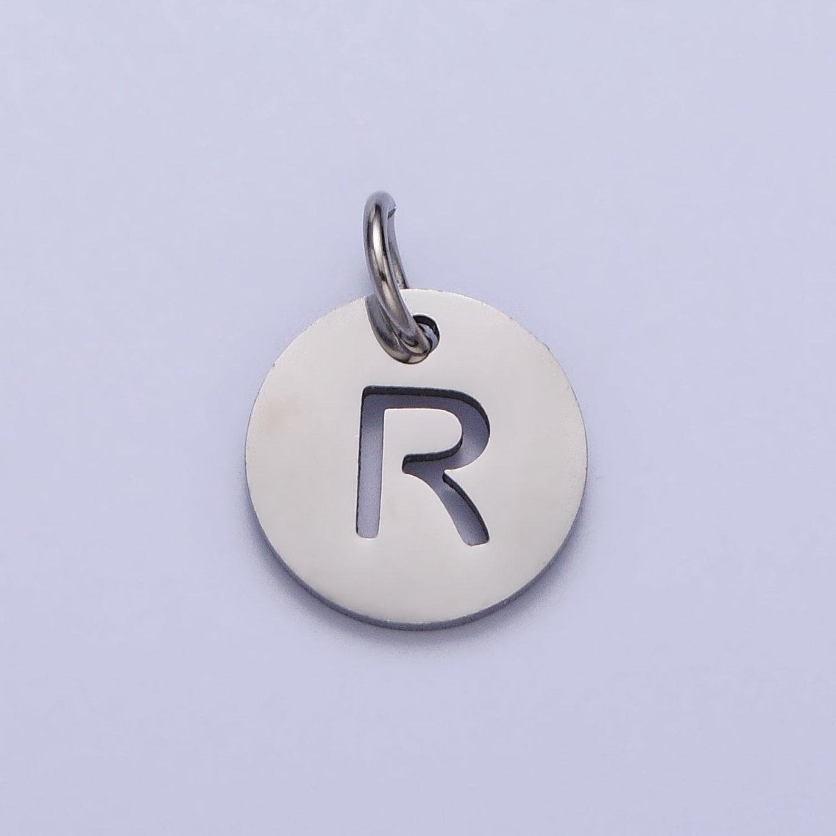 Stainless Steel Round Initial Alphabet Personalized Mini Add-On Charm in Silver | AD279 - AD304 - DLUXCA