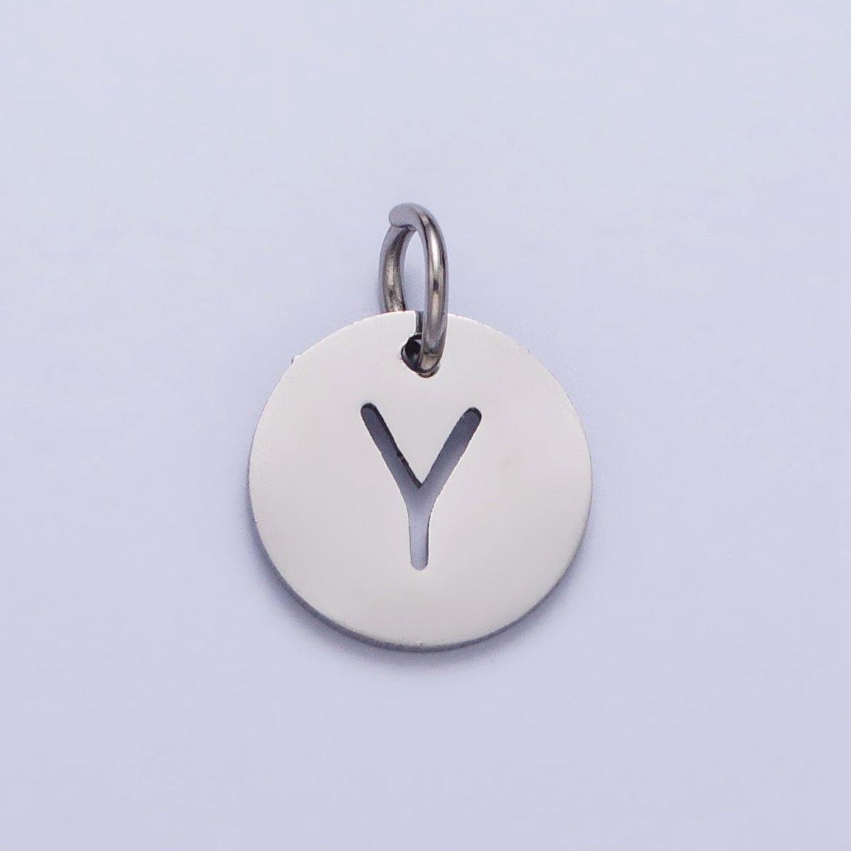 Stainless Steel Round Initial Alphabet Personalized Mini Add-On Charm in Silver | AD279 - AD304 - DLUXCA