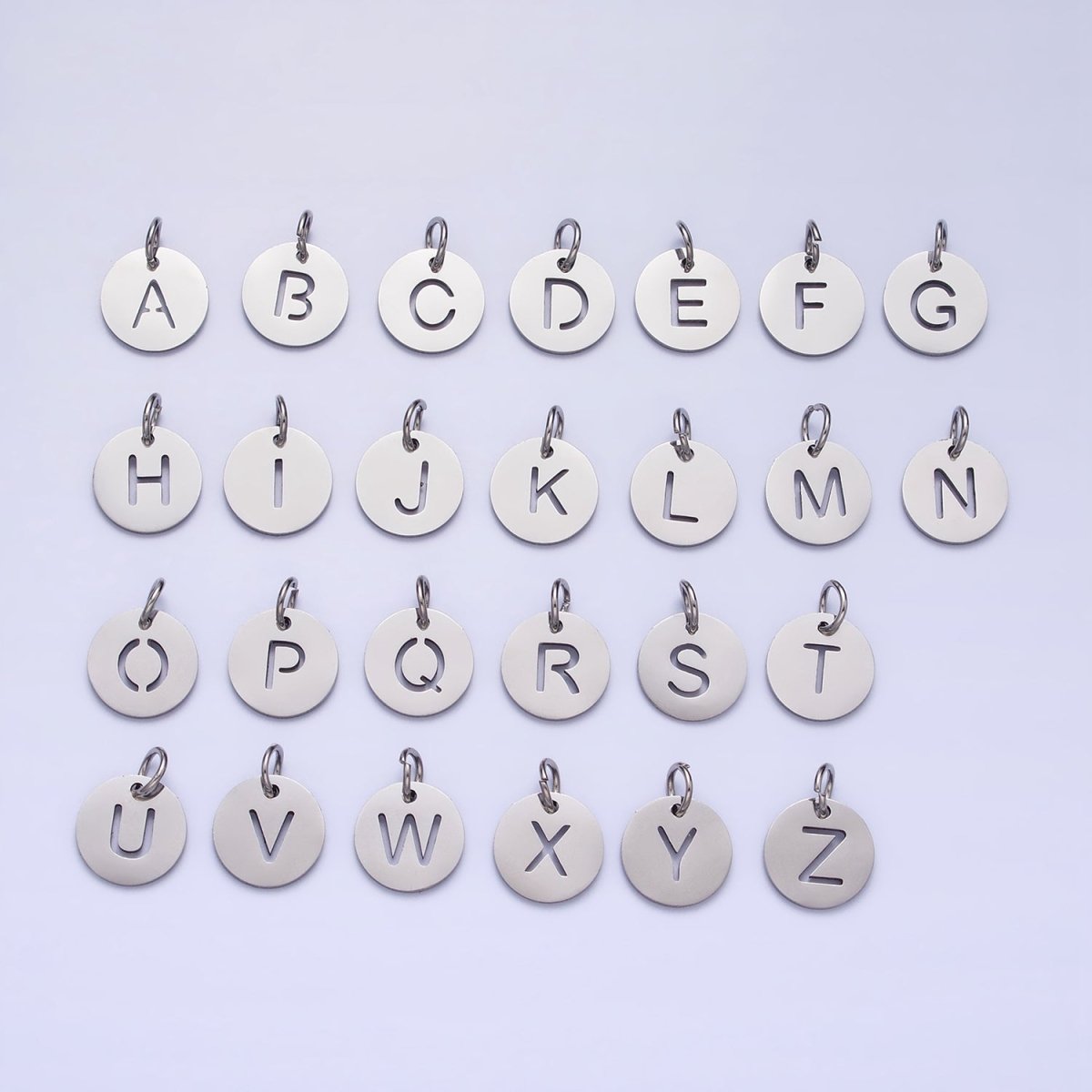 Stainless Steel Round Initial Alphabet Personalized Mini Add-On Charm in Silver | AD279 - AD304 - DLUXCA