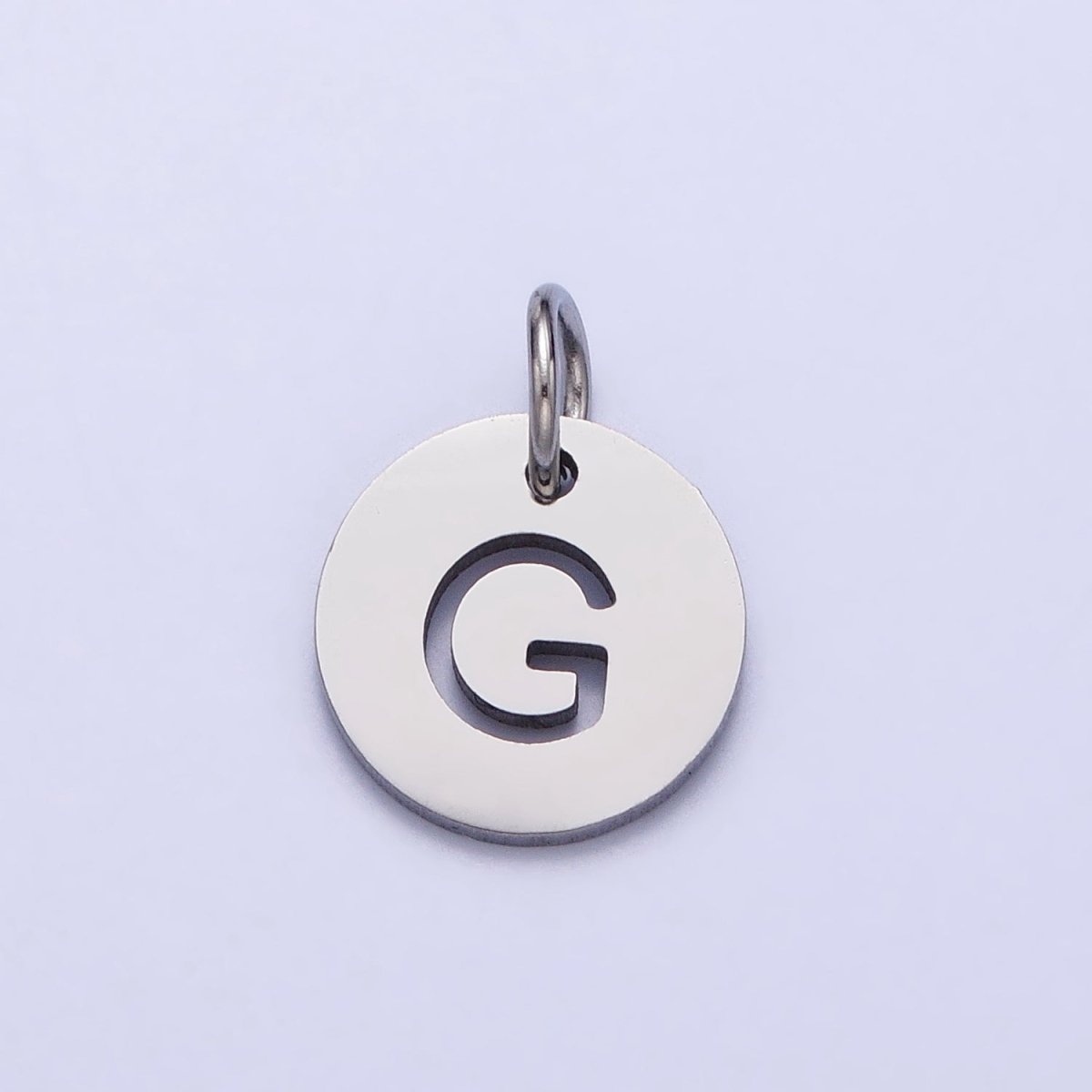 Stainless Steel Round Initial Alphabet Personalized Mini Add-On Charm in Silver | AD279 - AD304 - DLUXCA