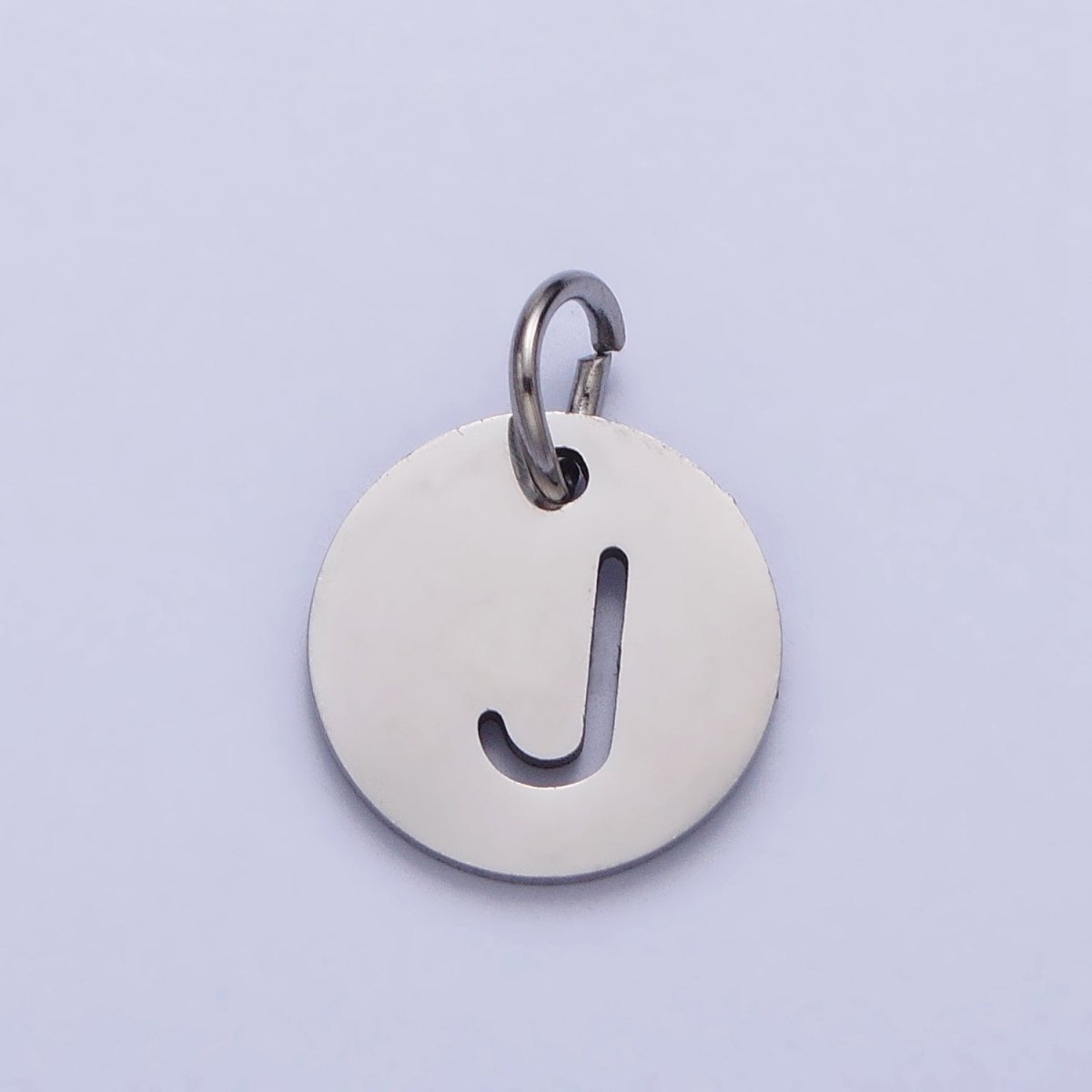 Stainless Steel Round Initial Alphabet Personalized Mini Add-On Charm in Silver | AD279 - AD304 - DLUXCA