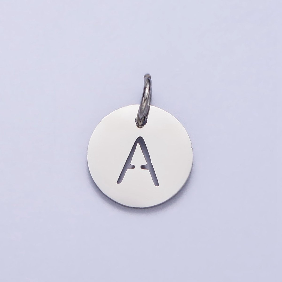 Stainless Steel Round Initial Alphabet Personalized Mini Add-On Charm in Silver | AD279 - AD304 - DLUXCA