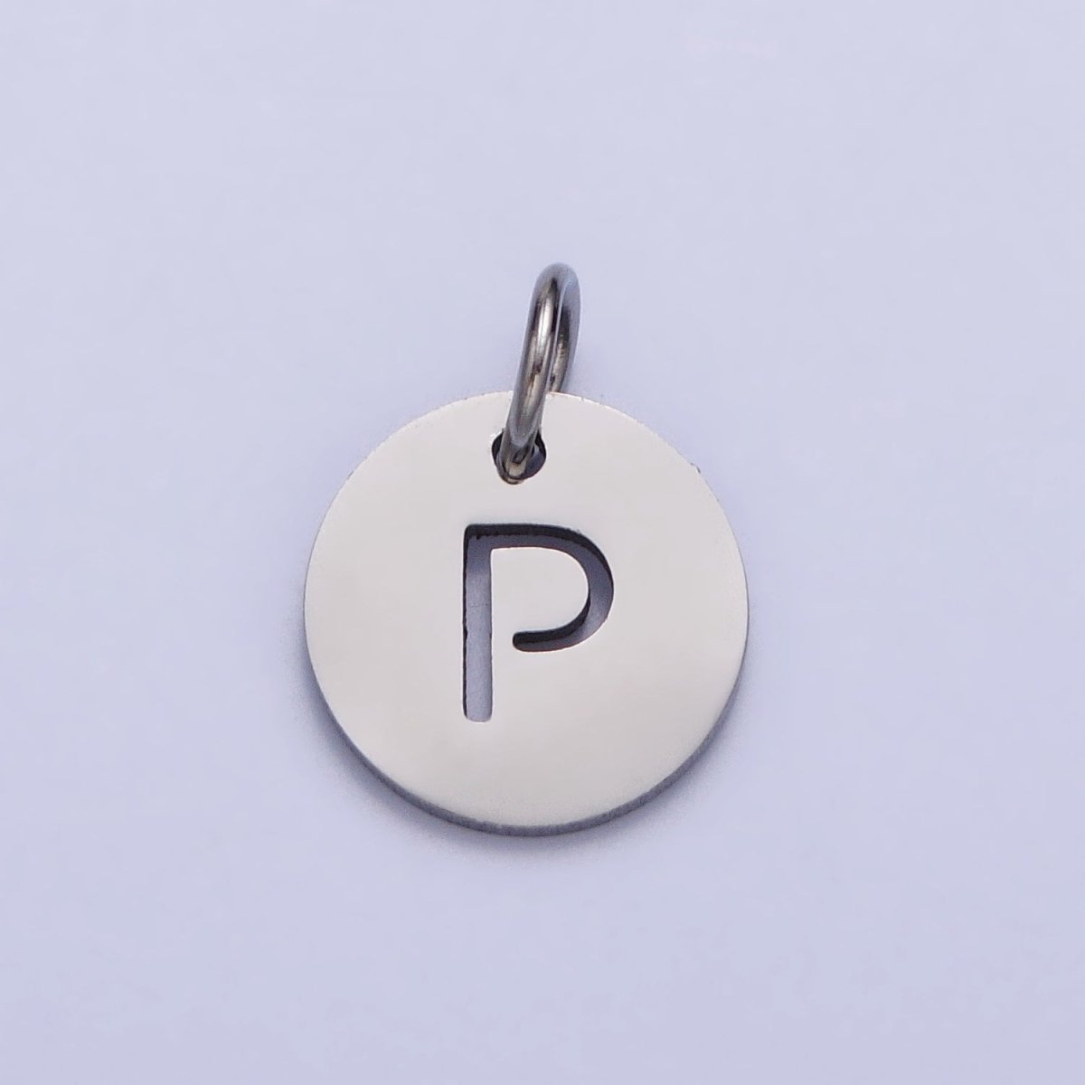 Stainless Steel Round Initial Alphabet Personalized Mini Add-On Charm in Silver | AD279 - AD304 - DLUXCA