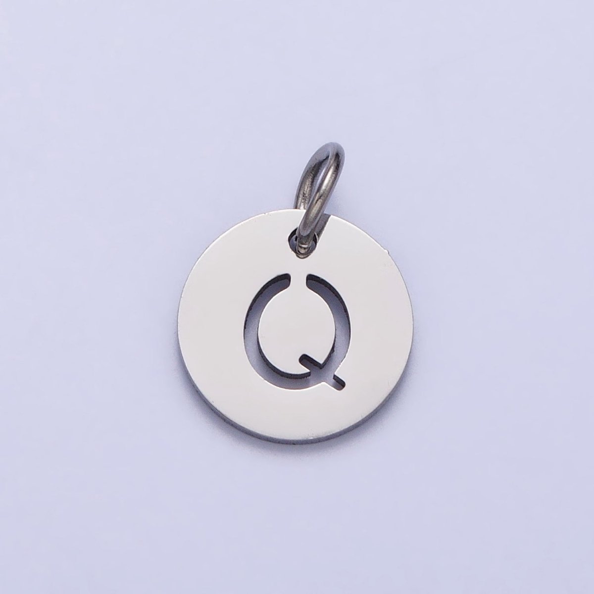 Stainless Steel Round Initial Alphabet Personalized Mini Add-On Charm in Silver | AD279 - AD304 - DLUXCA