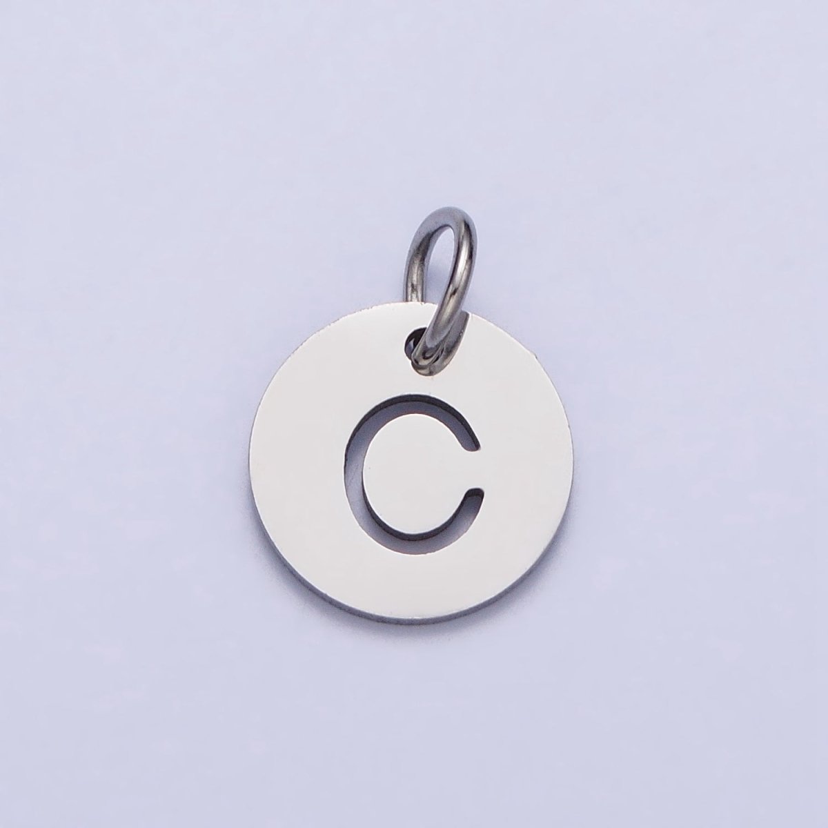 Stainless Steel Round Initial Alphabet Personalized Mini Add-On Charm in Silver | AD279 - AD304 - DLUXCA