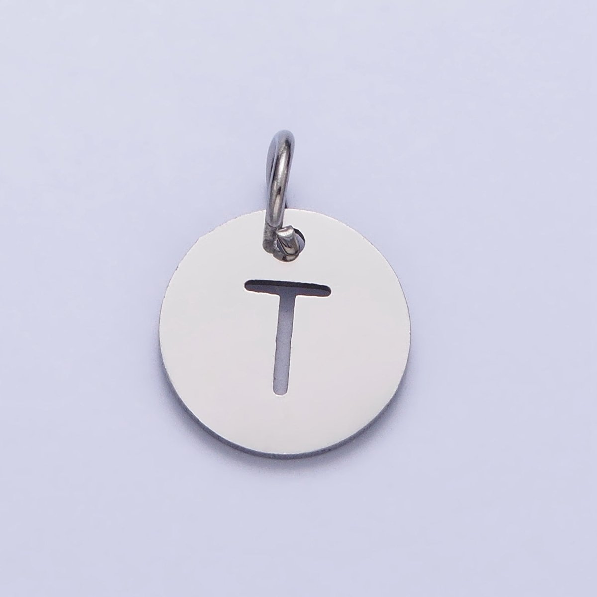 Stainless Steel Round Initial Alphabet Personalized Mini Add-On Charm in Silver | AD279 - AD304 - DLUXCA