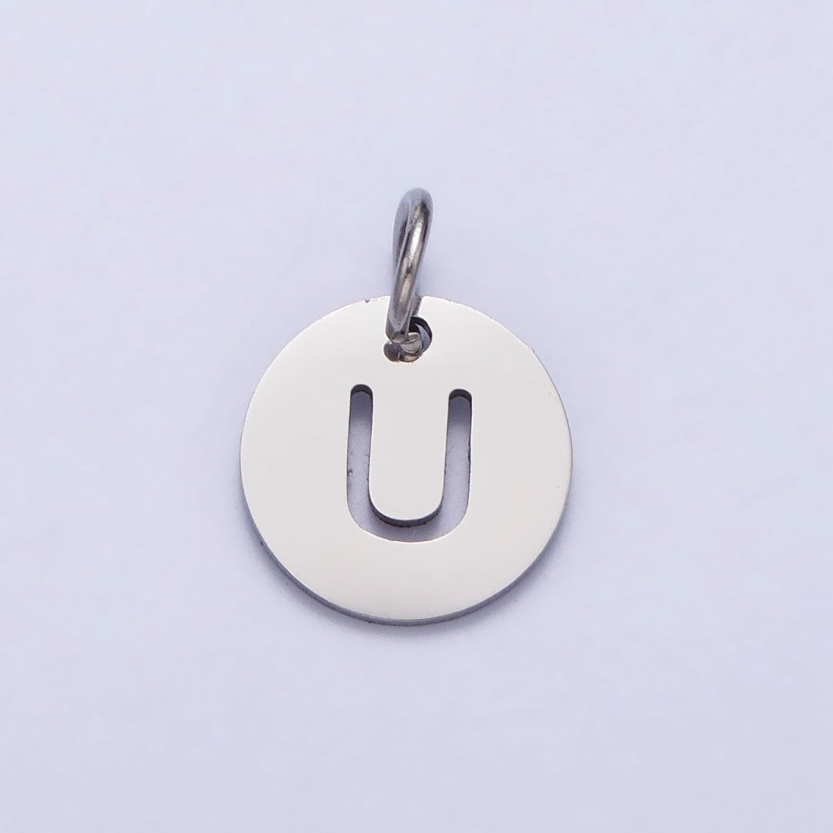 Stainless Steel Round Initial Alphabet Personalized Mini Add-On Charm in Silver | AD279 - AD304 - DLUXCA