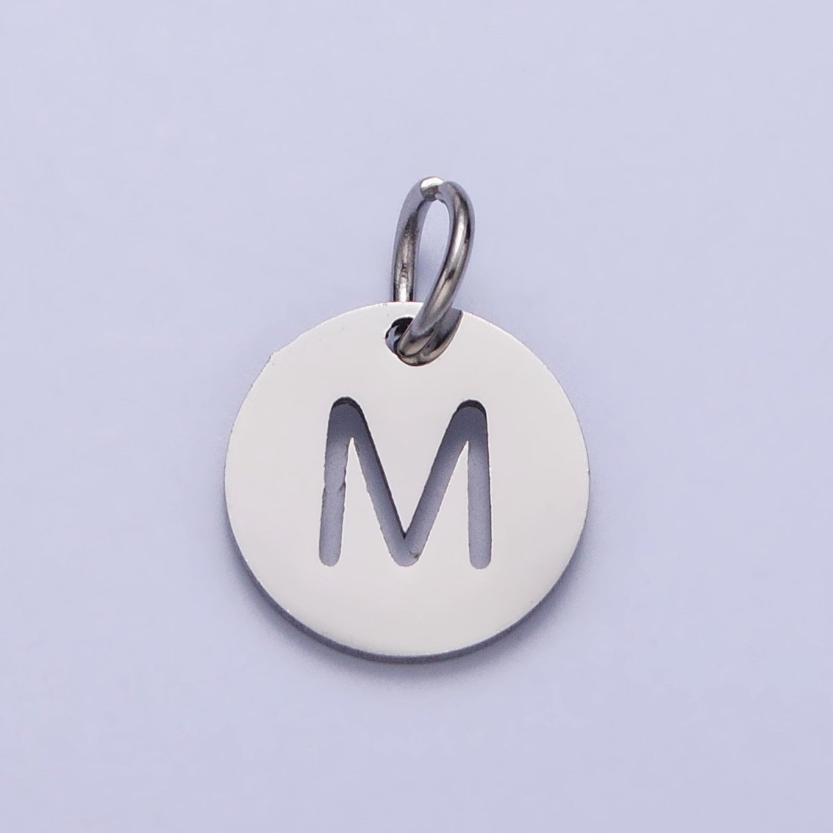 Stainless Steel Round Initial Alphabet Personalized Mini Add-On Charm in Silver | AD279 - AD304 - DLUXCA