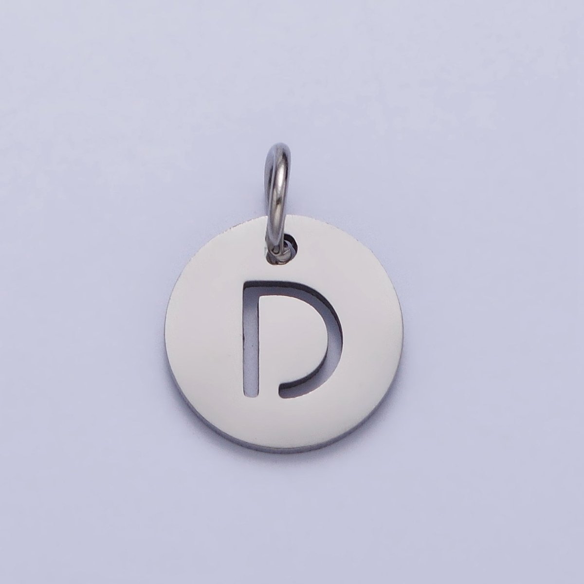 Stainless Steel Round Initial Alphabet Personalized Mini Add-On Charm in Silver | AD279 - AD304 - DLUXCA