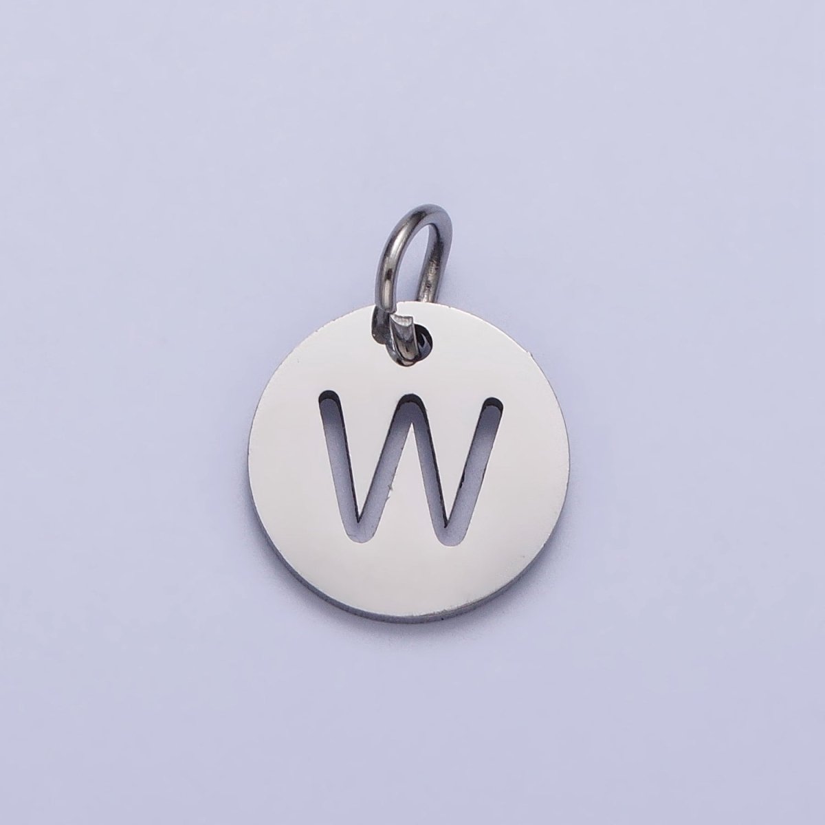 Stainless Steel Round Initial Alphabet Personalized Mini Add-On Charm in Silver | AD279 - AD304 - DLUXCA