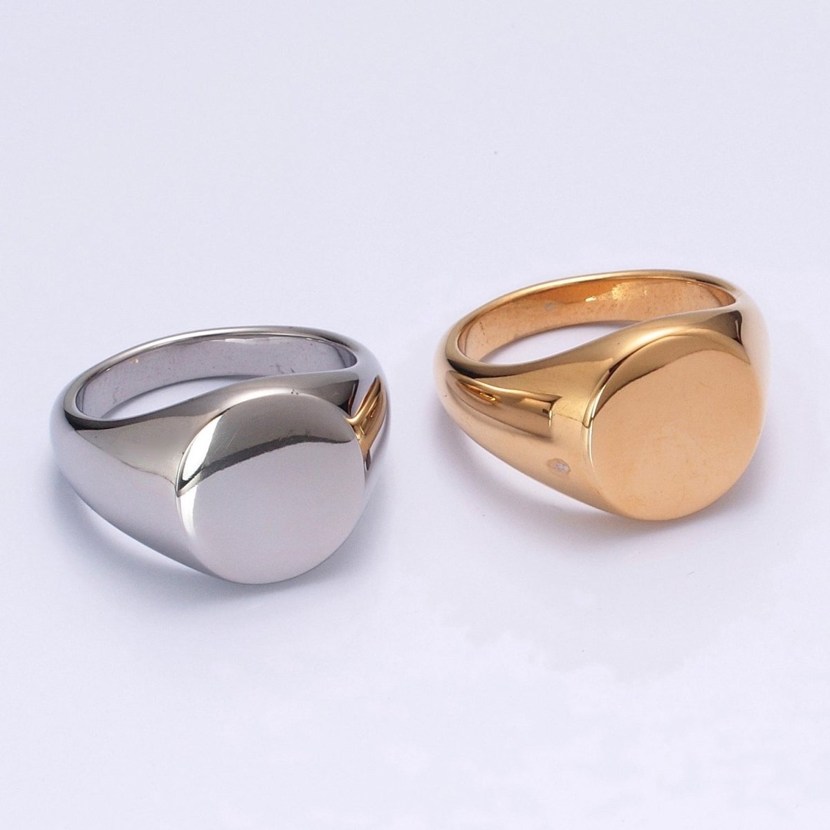Stainless Steel Round Shape Signet Style Classical Simple Plain Statement Jewelry for Men S-053 ~ S-056 - DLUXCA