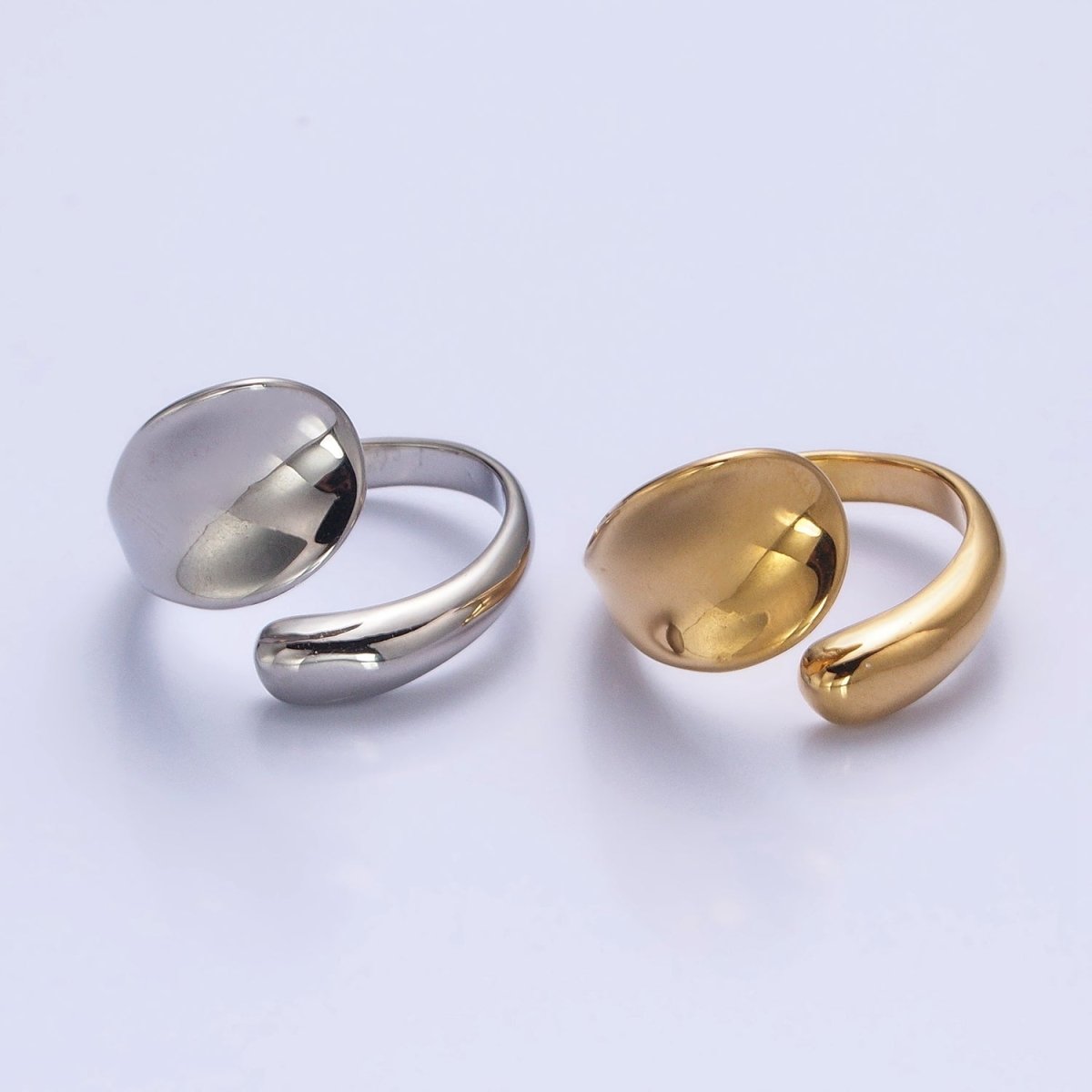 Stainless Steel Rounded Double Chubby Abstract Claw Band Ring in Gold & Silver | O-1741~O-1748 - DLUXCA