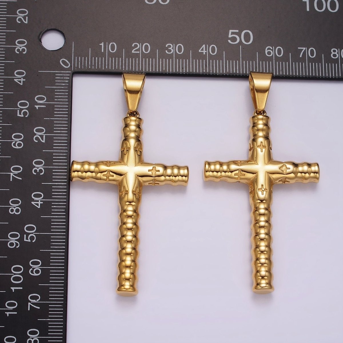 Stainless Steel Rounded Minimalist Latin Cross Pendant Religious Jewelry | P872 - DLUXCA