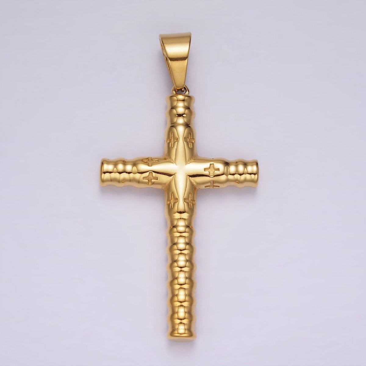 Stainless Steel Rounded Minimalist Latin Cross Pendant Religious Jewelry | P872 - DLUXCA