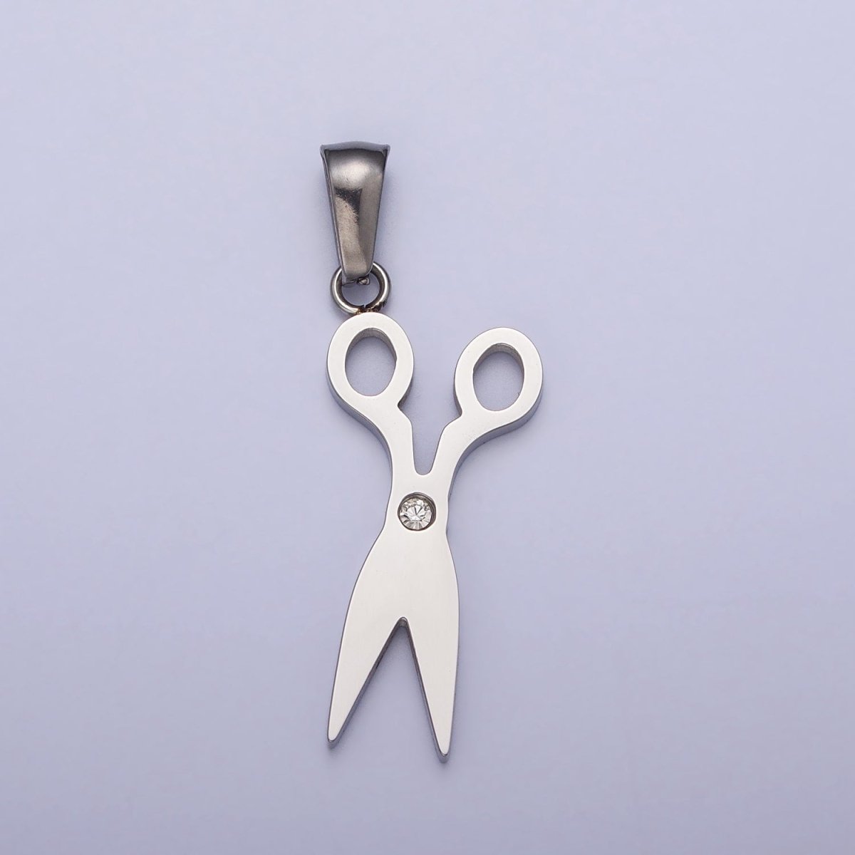 Stainless Steel Scissors Clear CZ Minimalist Pendant in Gold & Silver | P-1078 - DLUXCA