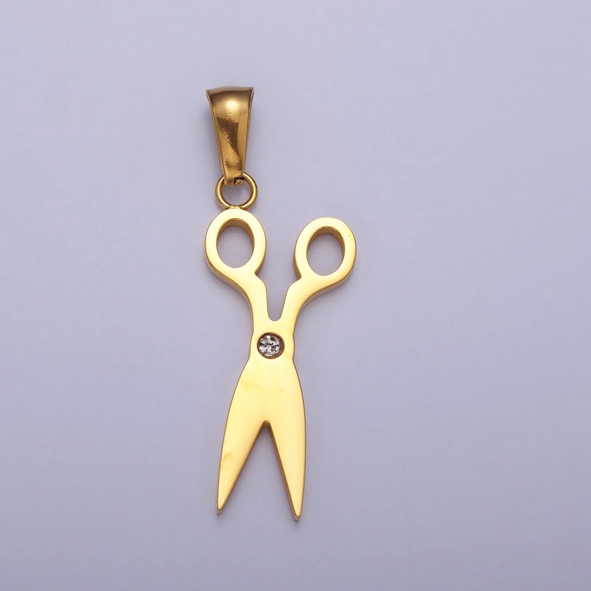 Stainless Steel Scissors Clear CZ Minimalist Pendant in Gold & Silver | P-1078 - DLUXCA