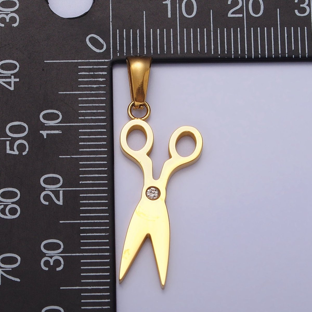 Stainless Steel Scissors Clear CZ Minimalist Pendant in Gold & Silver | P-1078 - DLUXCA