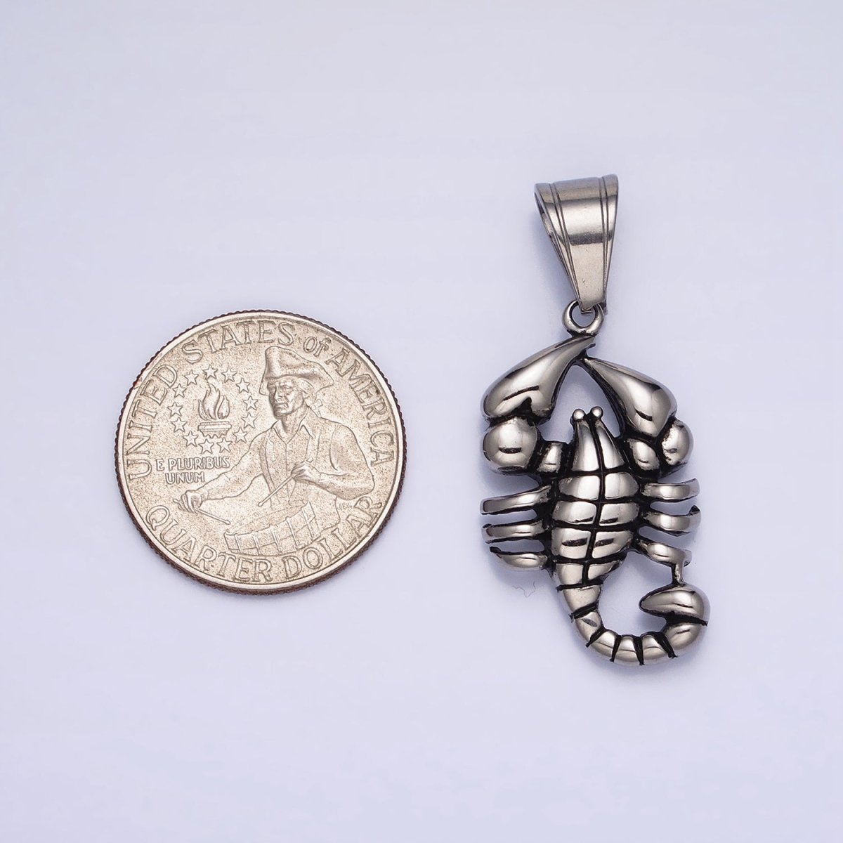 Stainless Steel Scorpion Desert Animal Silver Pendant | P1157 - DLUXCA