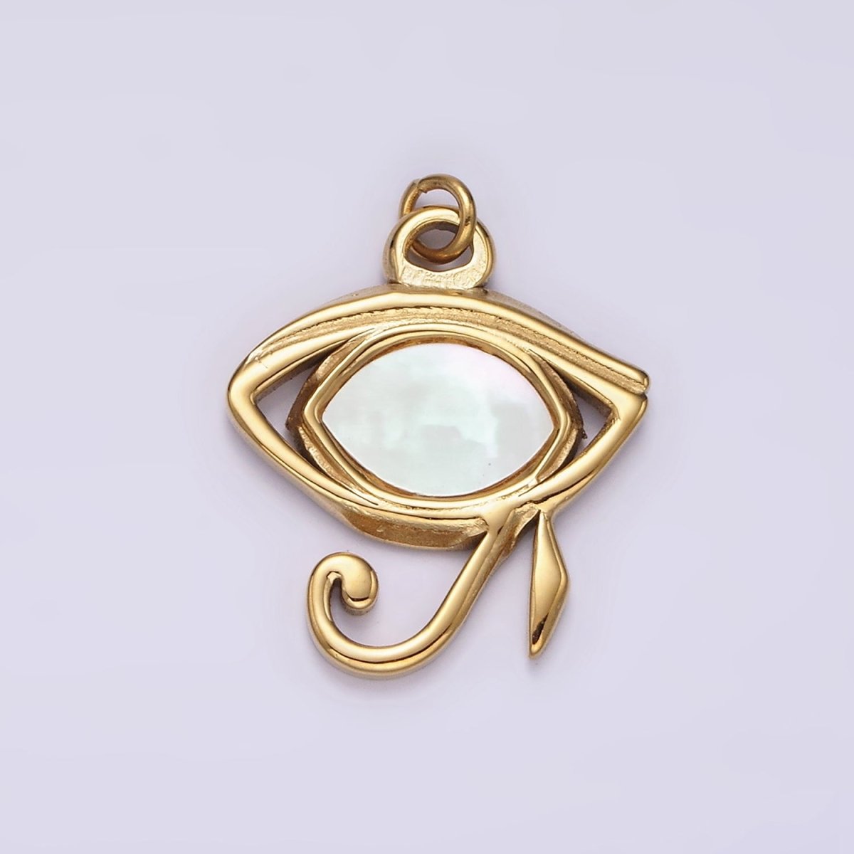 Stainless Steel Shell Pearl Egyptian Eye of Ra Charm in Gold & Silver | P1324 P1325 - DLUXCA