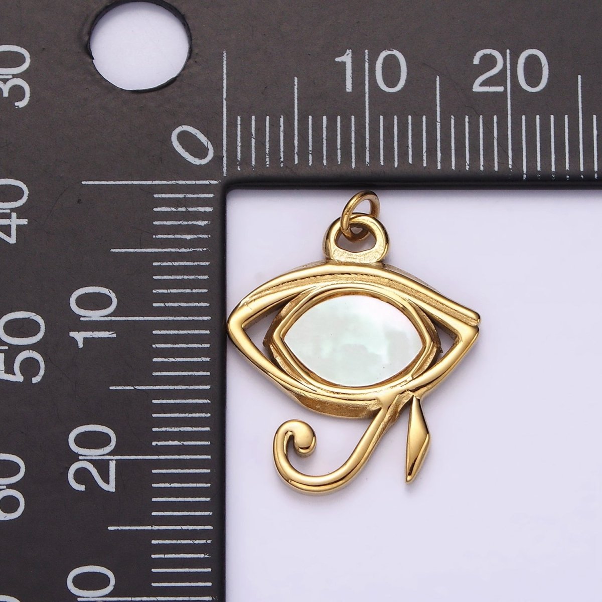 Stainless Steel Shell Pearl Egyptian Eye of Ra Charm in Gold & Silver | P1324 P1325 - DLUXCA