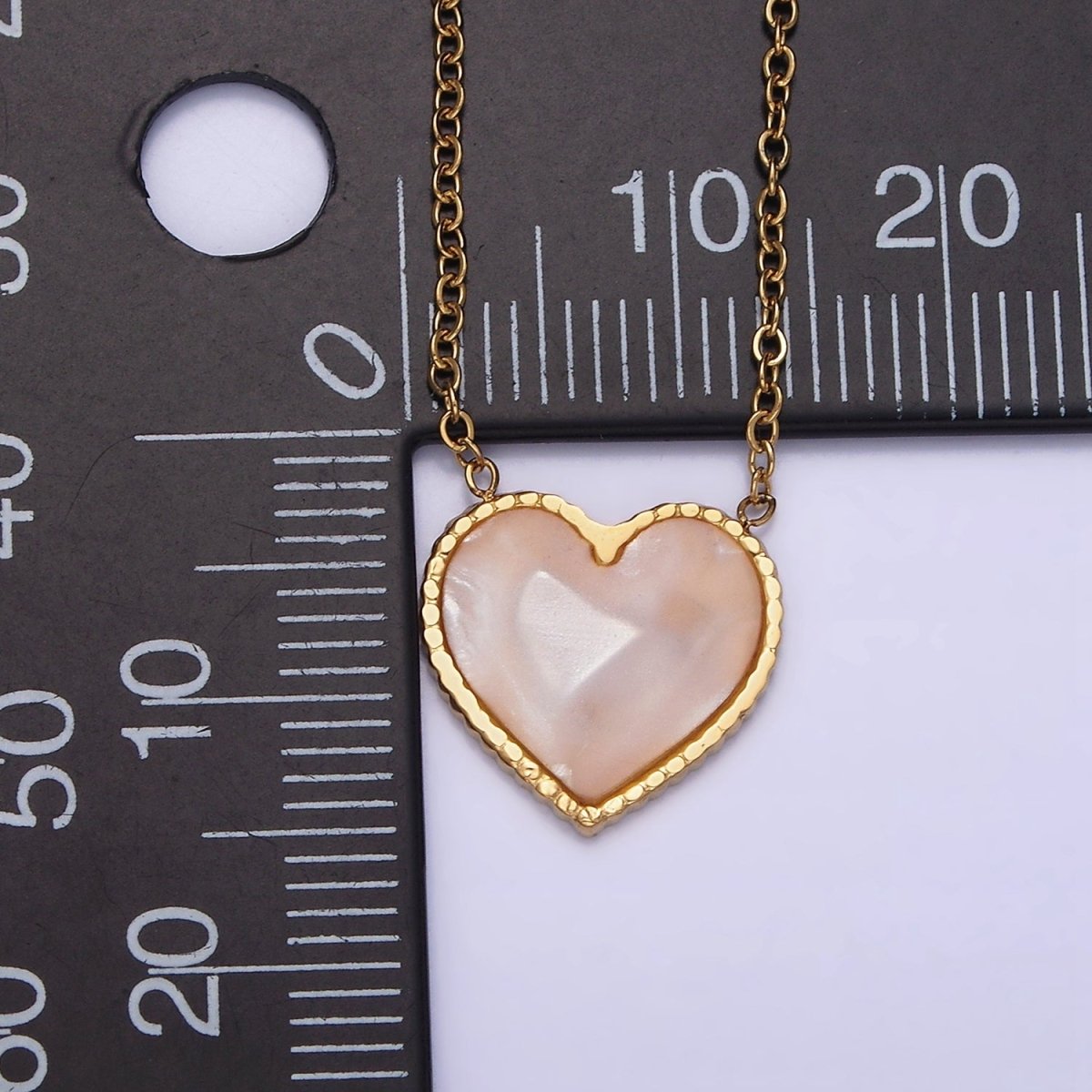 Stainless Steel Shell Pearl Heart 17 Inch Cable Chain Necklace | WA-2077 Clearance Pricing - DLUXCA