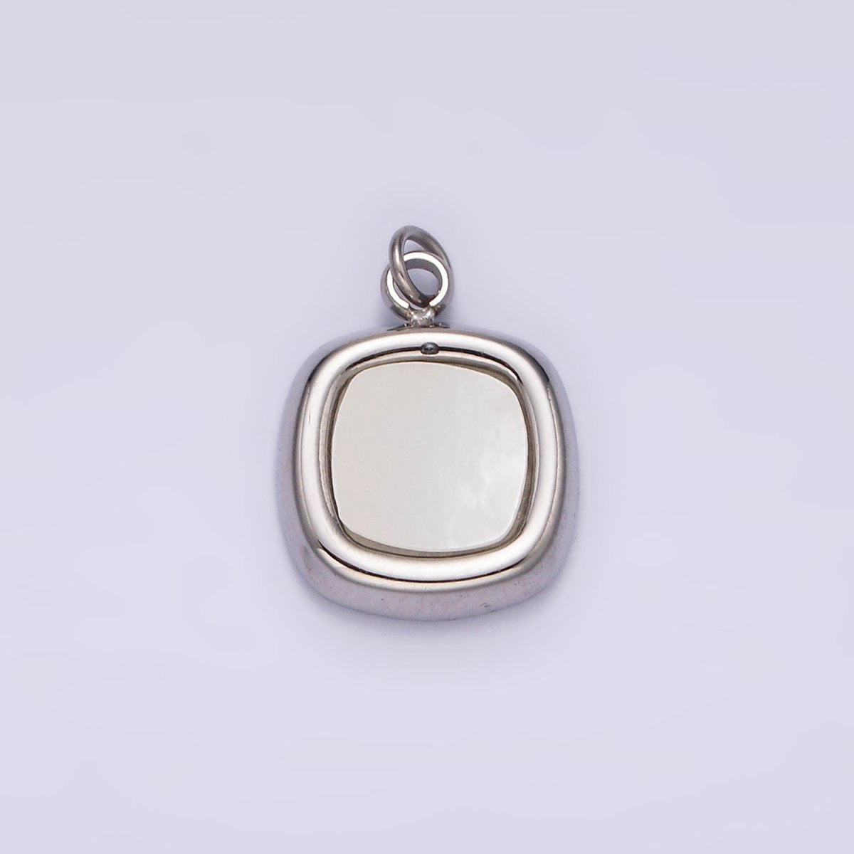 Stainless Steel Shell Pearl Square Bezel Charm in Gold & Silver | P1320 P1321 - DLUXCA