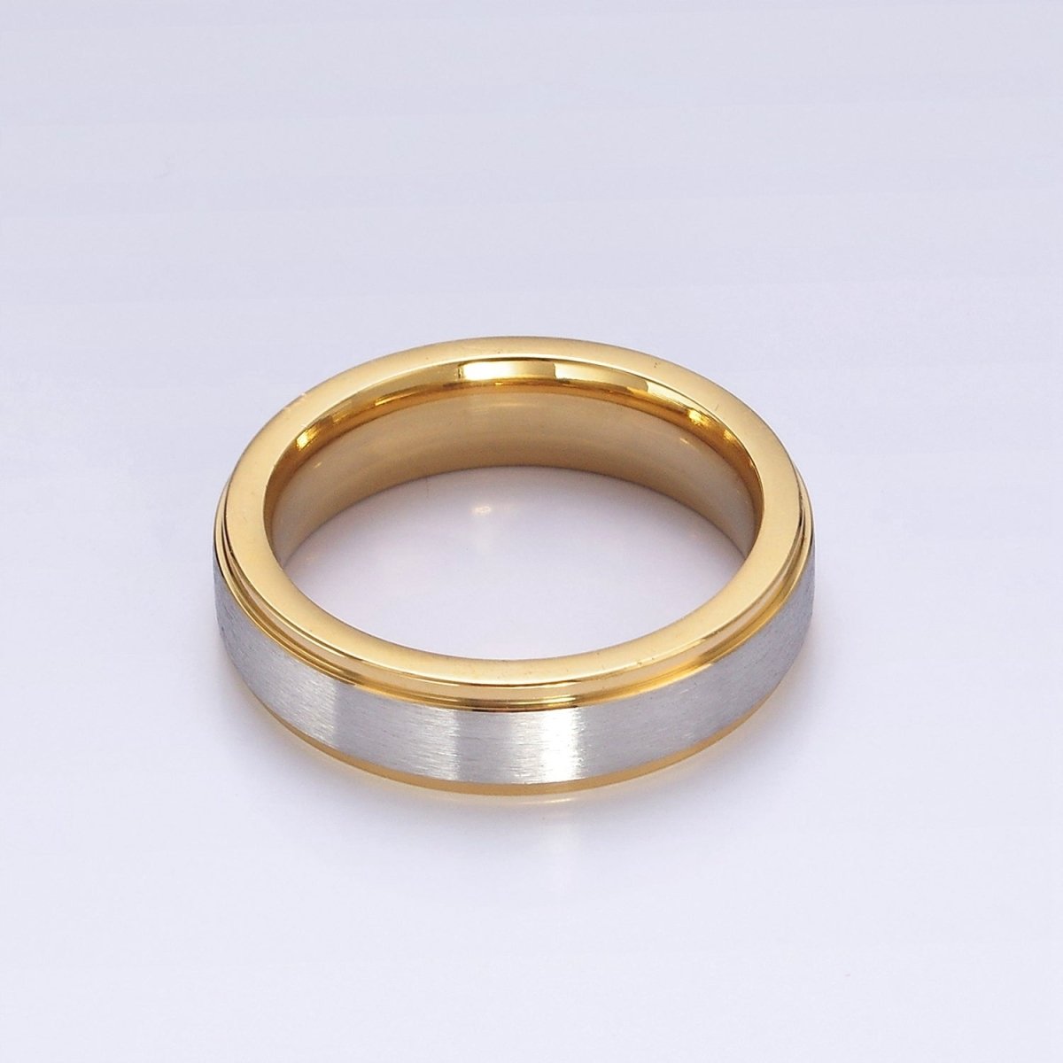 Stainless Steel Silver Band Gold Minimalist Mixed Metal Ring | O1201 - O1203 - DLUXCA