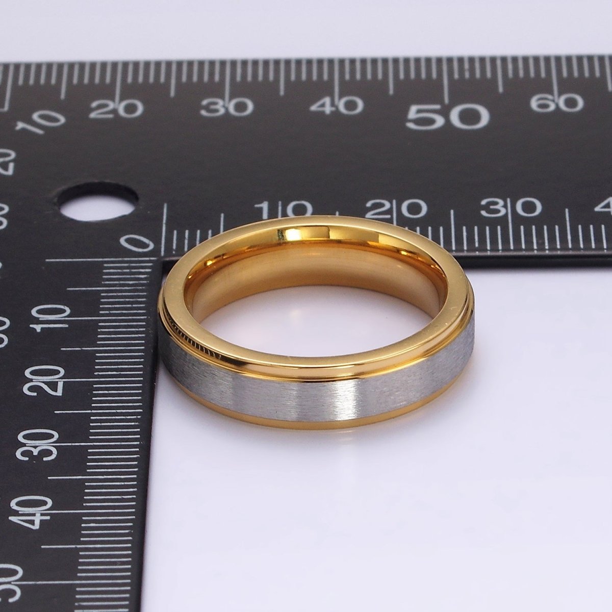 Stainless Steel Silver Band Gold Minimalist Mixed Metal Ring | O1201 - O1203 - DLUXCA