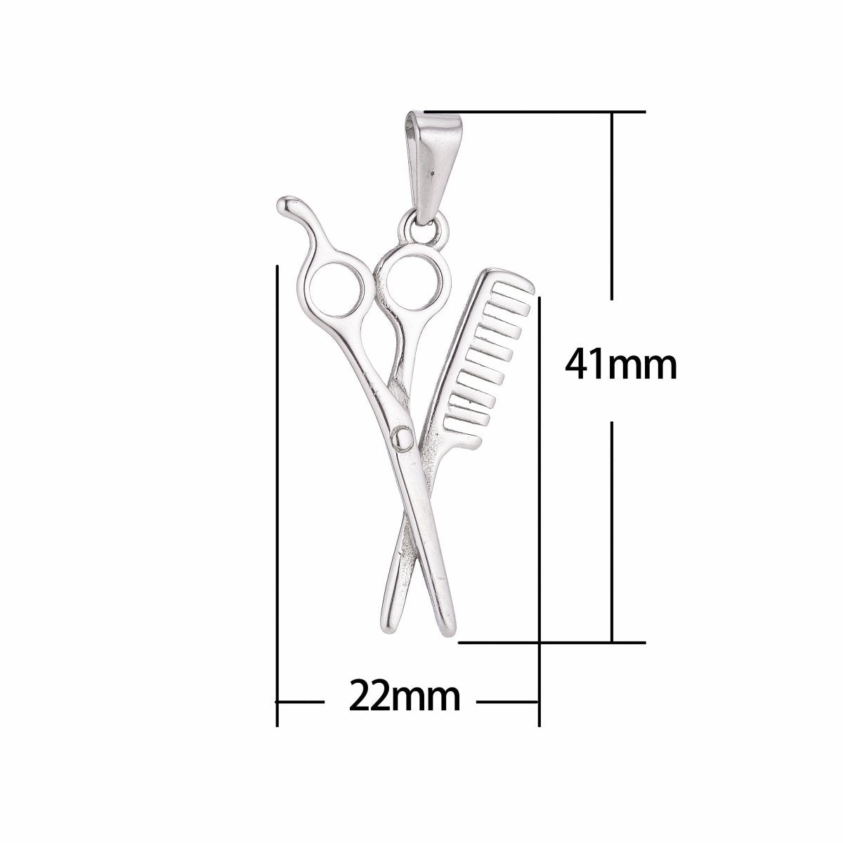 Stainless Steel Silver Scissor for Hair Artist Barber Charm Pendant w/ Bails Findings for Dangle Necklace Jewelry Making J-806 - DLUXCA