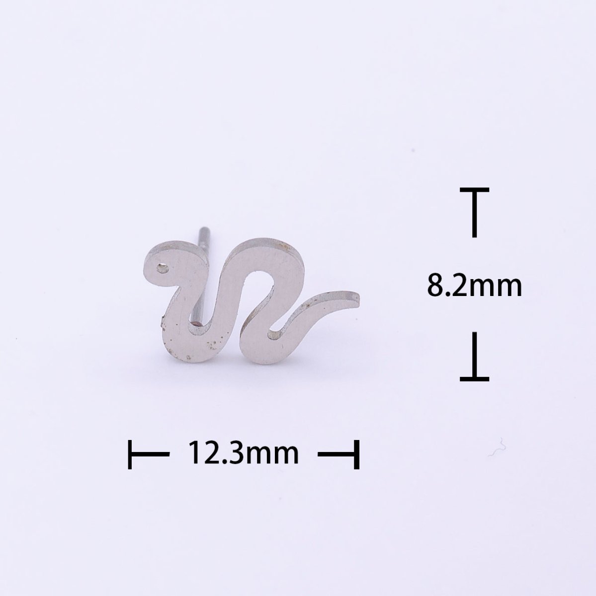 Stainless Steel Silver Serpent Snake Minimalist Frame Stud Earrings | Y-249 - DLUXCA