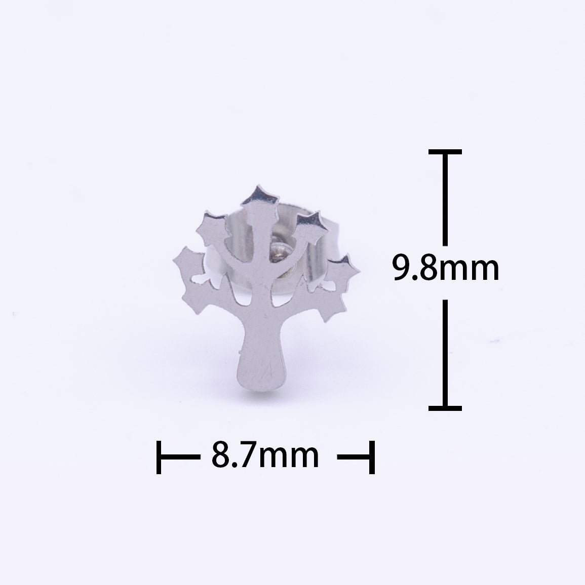 Stainless Steel Silver Tree Nature Frame Minimalist Stud Earrings | Y-247 - DLUXCA