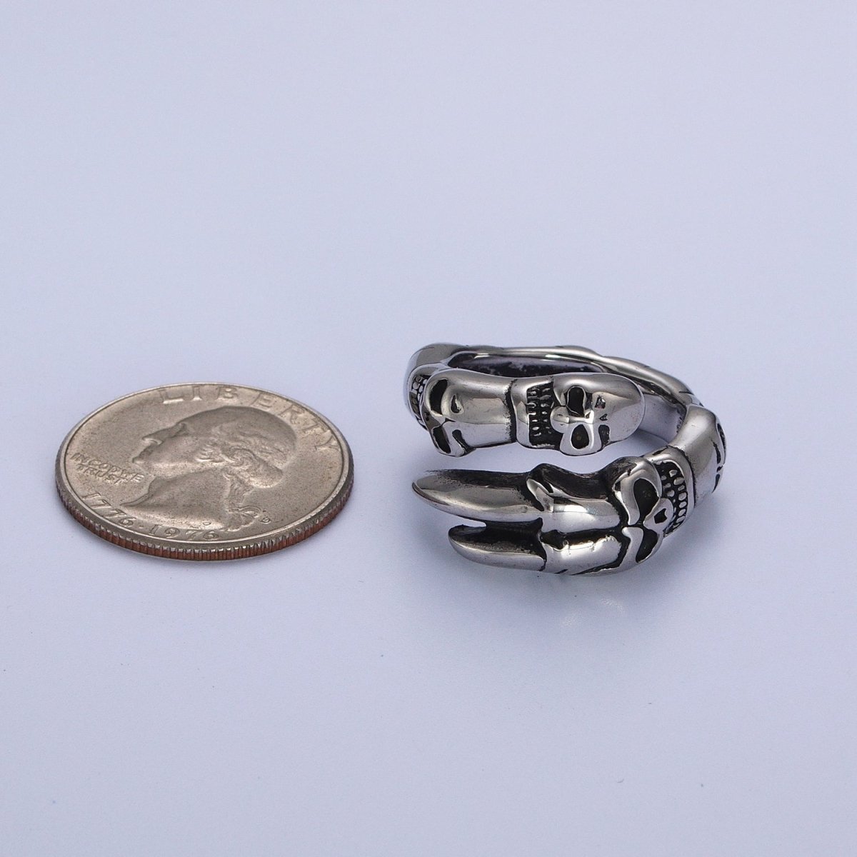 Stainless Steel Skeleton Skull Bone Silver Ring | Y-528 ~ Y-531 - DLUXCA