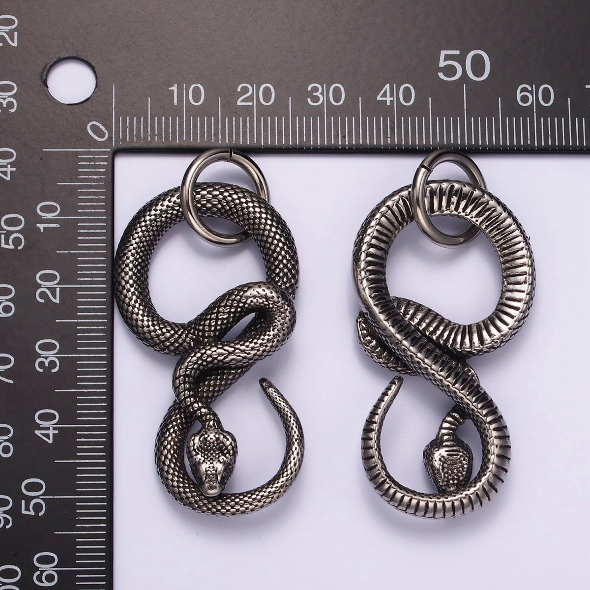 Stainless Steel Slithering Snake Serpent Oxidized Pendant | P1368 - DLUXCA