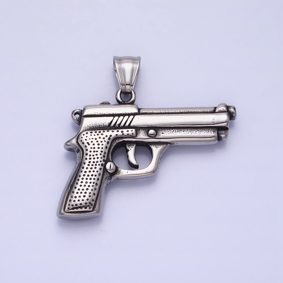 Stainless Steel Small Handgun Pistol Weapon Pendant in Gold & Silver | P-1108 - DLUXCA