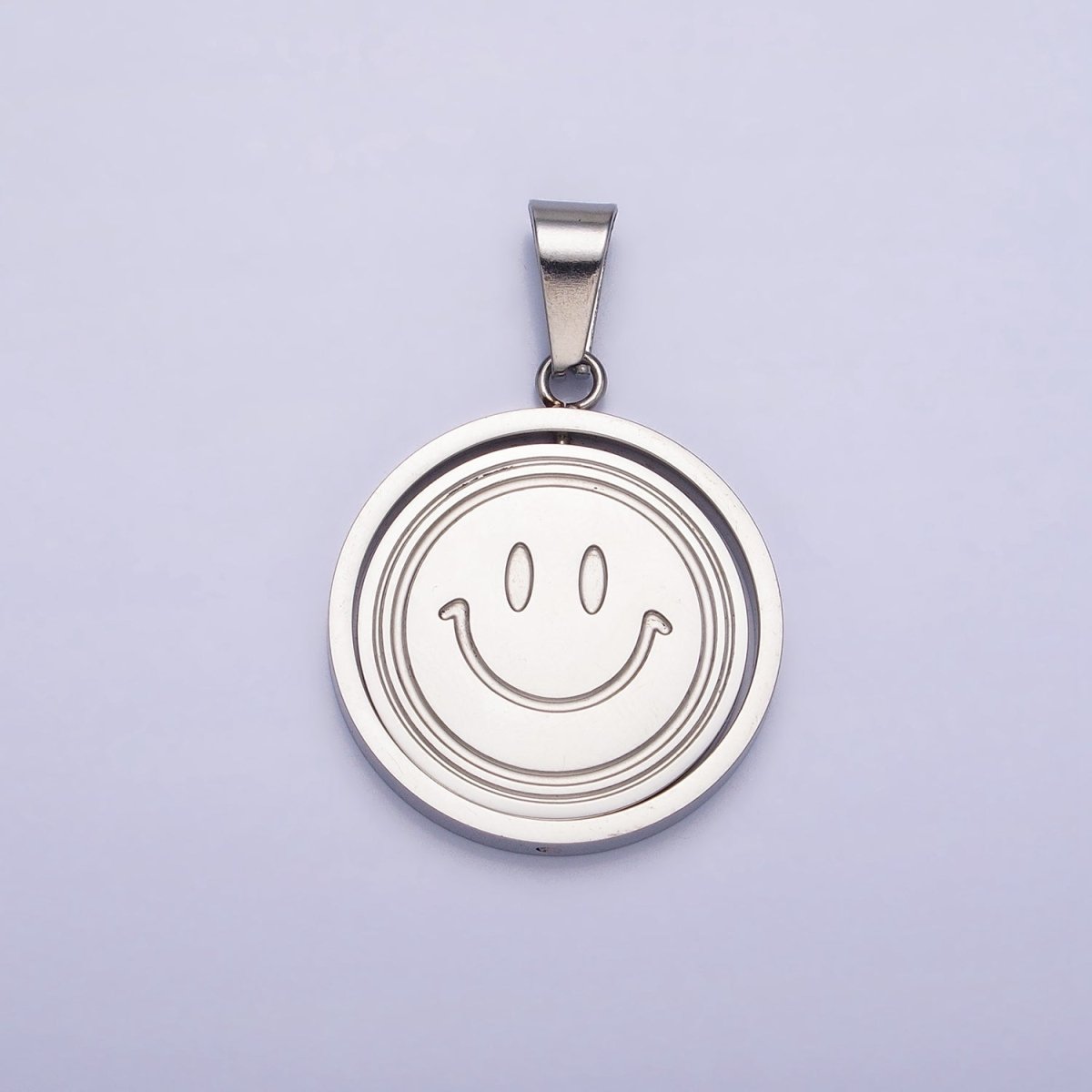 Stainless Steel Spinning Double Sided Smiley & Sad Face Pendant in Gold & Silver | P-1121 - DLUXCA