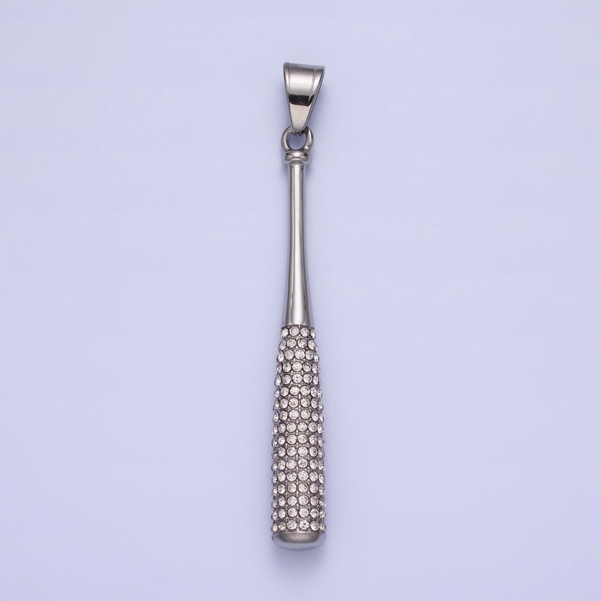 Stainless Steel Sport Baseball Bat Micro Paved CZ Pendant in Gold & Silver J-763 J-771 - DLUXCA