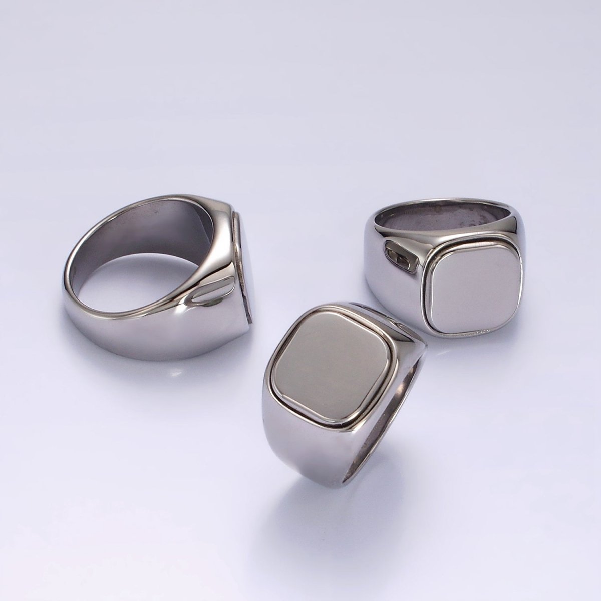 Stainless Steel Square Signet Minimalist Silver Ring | O1125 - O1127 - DLUXCA
