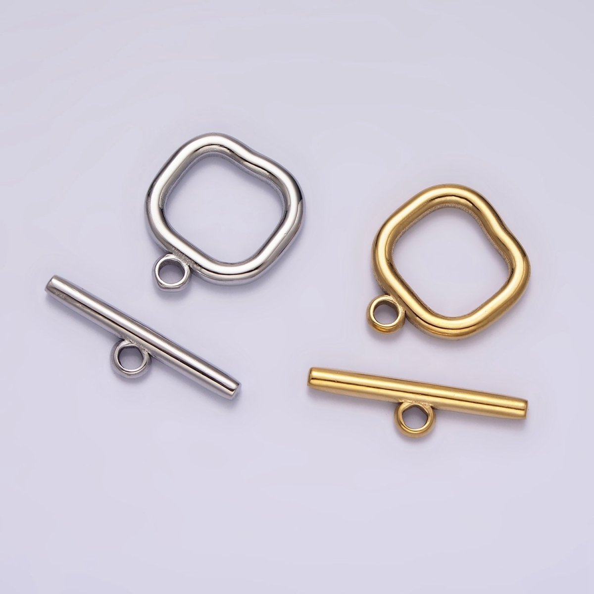 Stainless Steel Square Toggle Clasp Closure Minimalist Jewelry Findings Supply in Gold & Silver | Z589 Z590 - DLUXCA