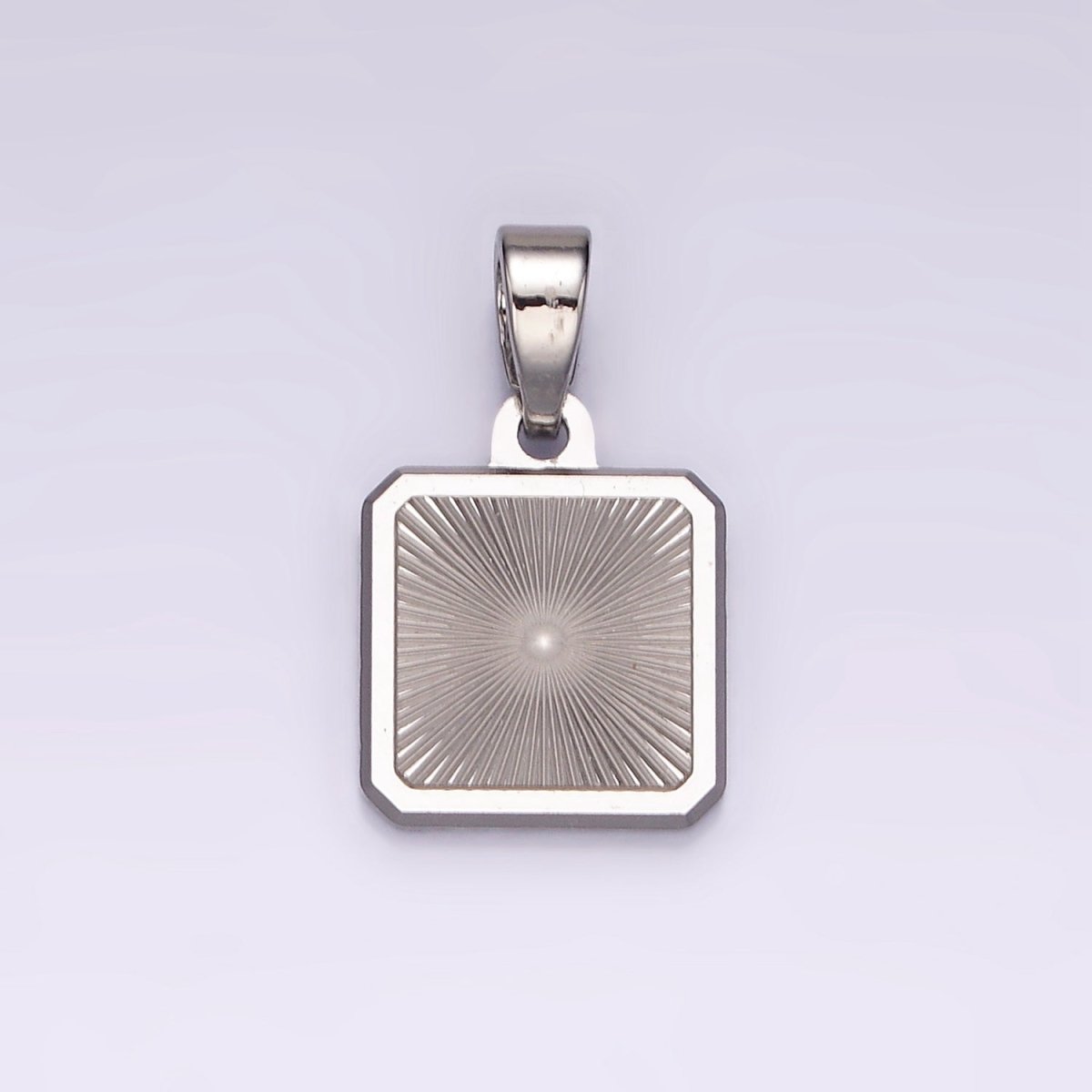 Stainless Steel Sunburst Edged Square Minimalist Pendant in Gold & Silver | P865 - DLUXCA